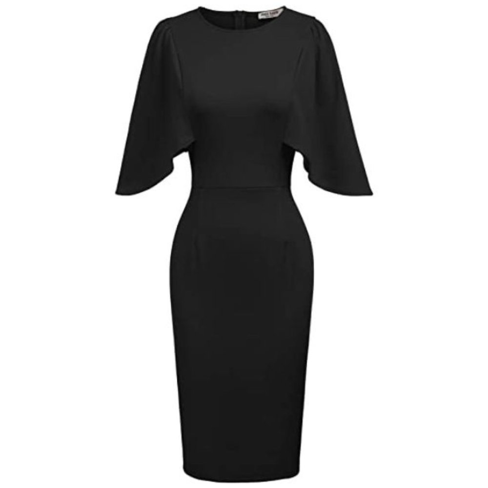 NEW GRACE KARIN Women 3/4 Ruffle Sleeve Slim Fit Business Pencil Dress XL